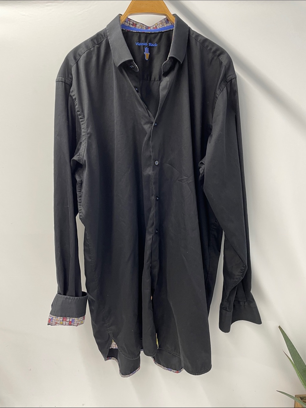 VISCONTI BLACK MENS CASUAL DRESS SHIRT FTL-08-034